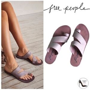Free People Abilen lavender Leather Slide Sandal Slip On Flat Mules Summer Shoes